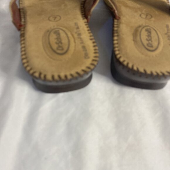 DR SCHOLLS red Leather Susie II Thong flip flop Sandals, size 7 - Picture 4 of 6